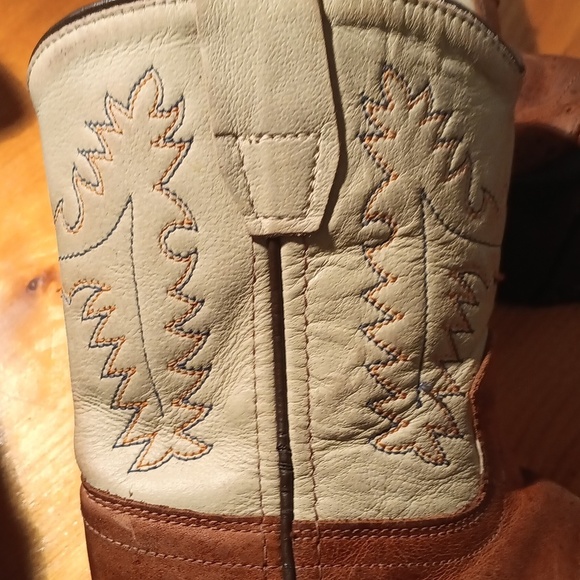 Old West Kids' Cowboy Boots - Brown and Cream Toddler Size 075 - Picture 8 of 9